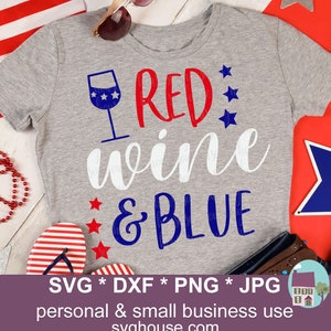 File di taglio divertenti patriottici SVG vino rosso e blu per Cricut e Silhouette