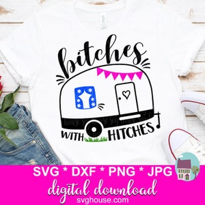 Chiennes avec attelages SVG, SVG de bande-annonce drôle, fichiers SVG camping-car pour Cricut et Silhouette