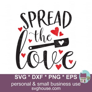 Spread The Love SVG Grembiule File Svg per Cricut e Silhouette - Include Dxf, Png ed Eps