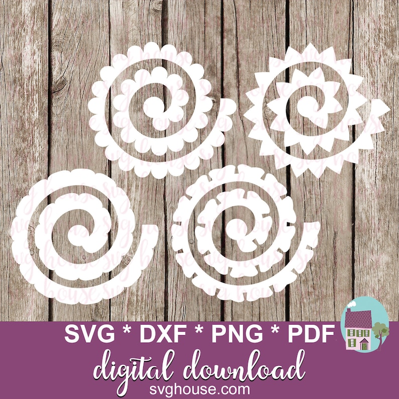 Download Clip Art 12 Rolled Flower Templates Svg Cut Files For Cricut And Silhouette Rolled Paper Flowers Svg Art Collectibles