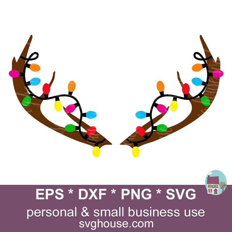 Antlers With Lights Svg Christmas Lights Vector Cut Files For Etsy