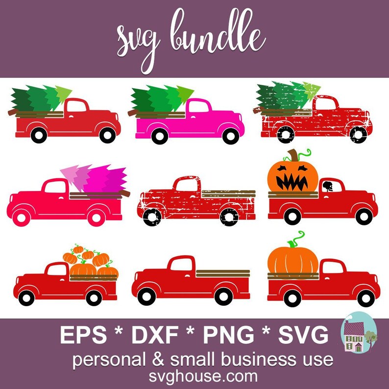 Download Red Truck Svg Bundle Vector Cut Files For Silhouette And | Etsy
