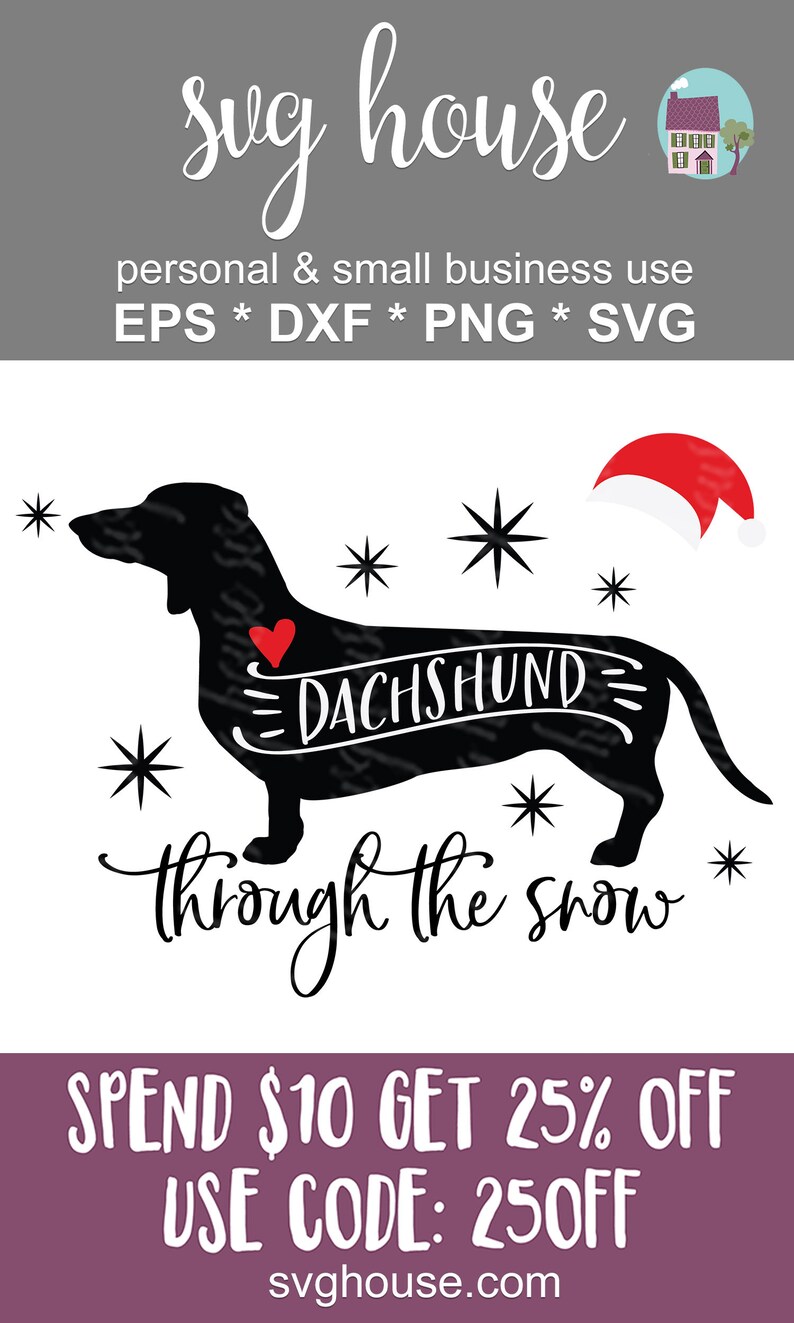 Download Dachshund Through The Snow SVG Christmas Cut Files For | Etsy