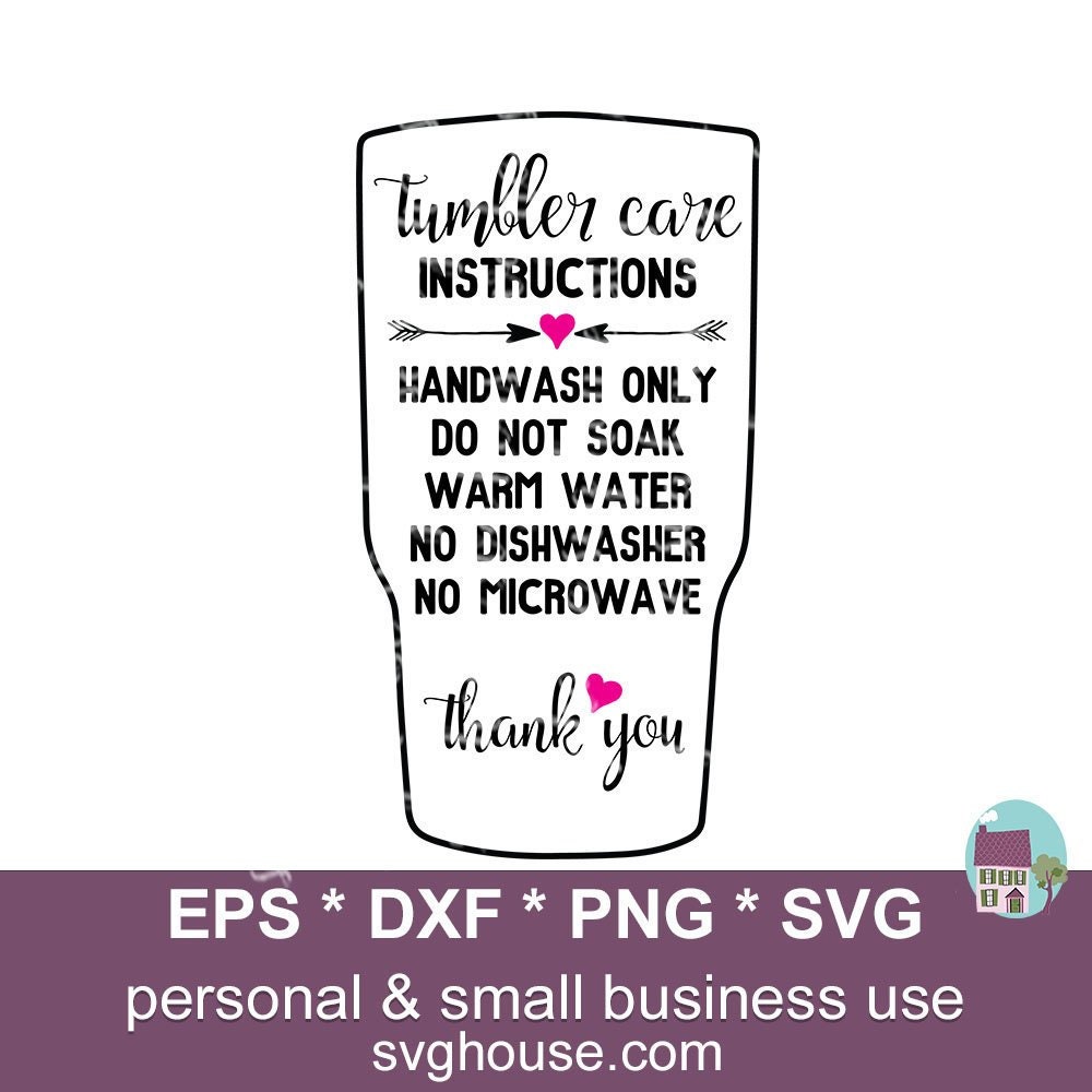 Tumbler Care Instructions SVG, PNG, PDF, tumbler cricut files, printable  tumbler Svg, Tumbler Care Card