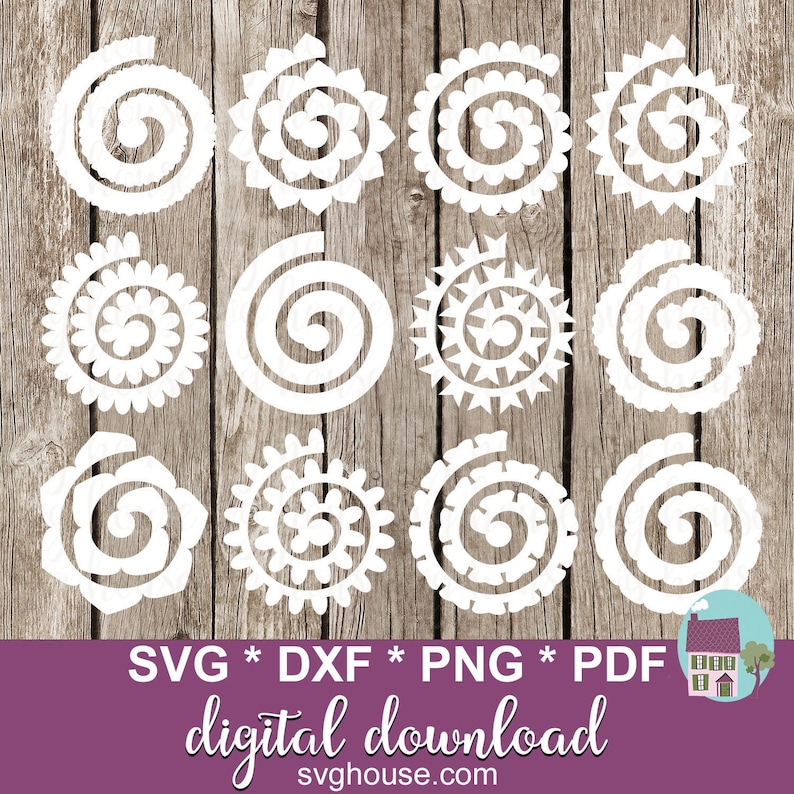 Download Rolled Paper Flowers Svg 12 Rolled Flower Templates Svg Cut Files For Cricut And Silhouette Clip Art Art Collectibles