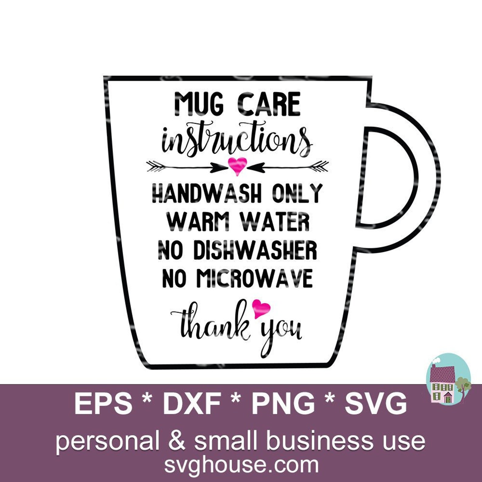 Mug Care Instructions Svg Care Card Cut File Vector Image for Etsy
