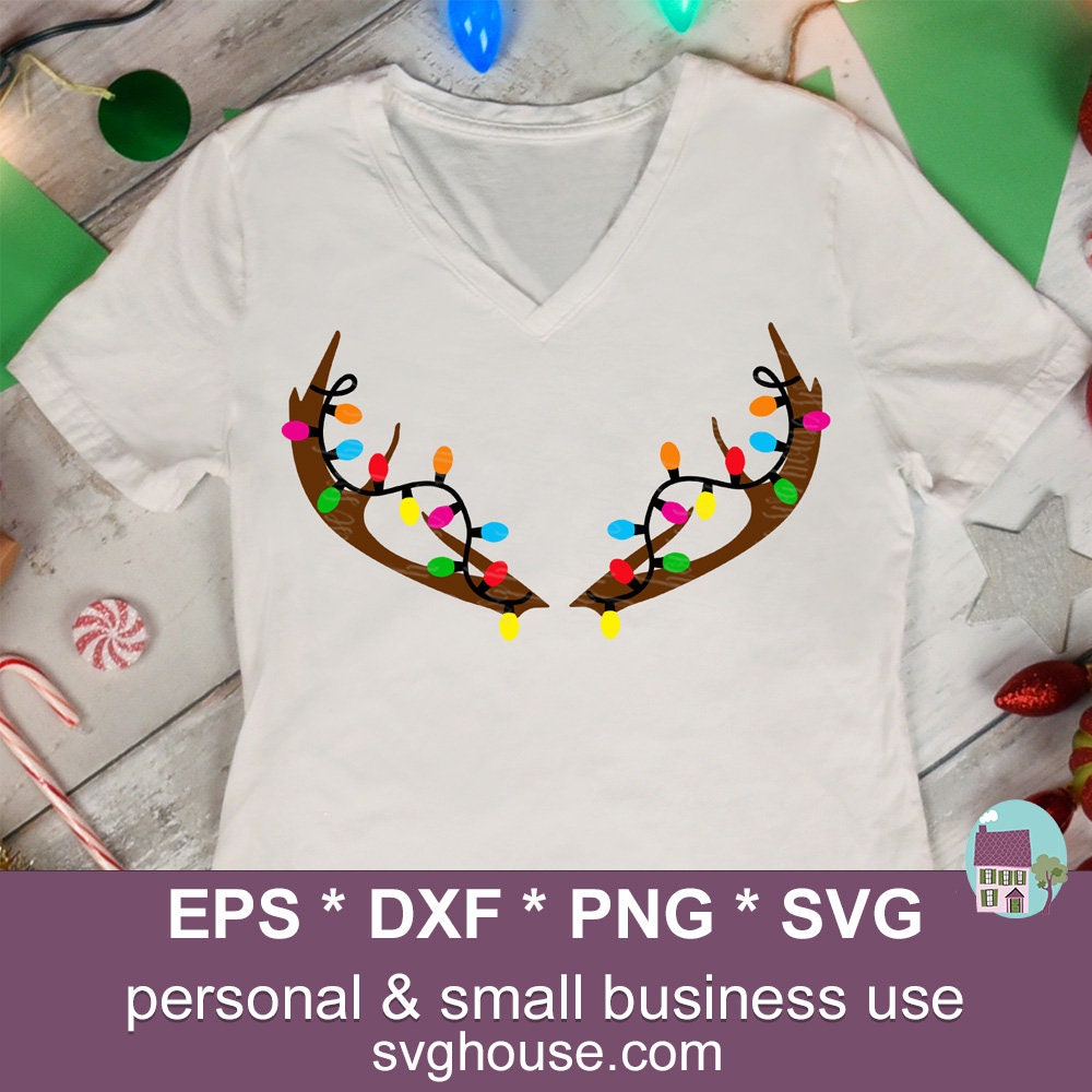 Antlers With Lights Svg Christmas Lights Vector Cut Files for - Etsy