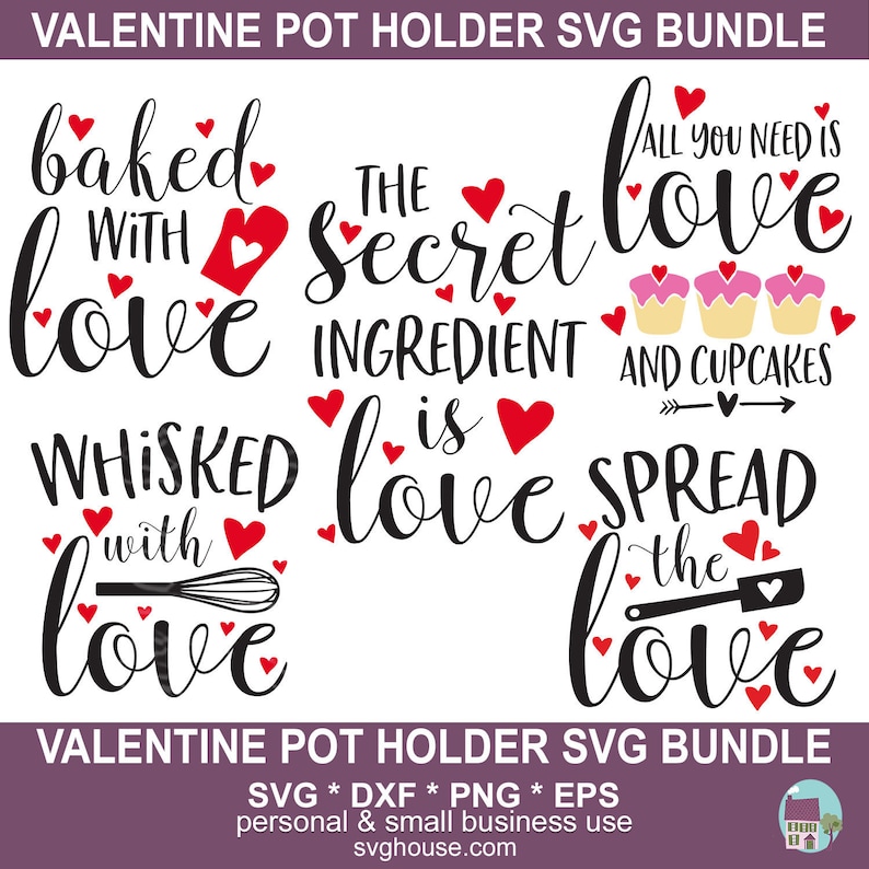 Valentine Pot Holder SVG Bundle SVG Files for Cricut and - Etsy