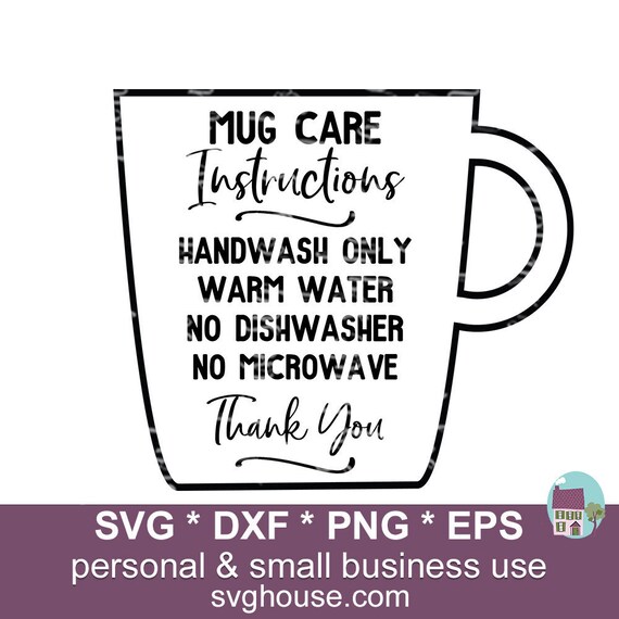 Mug Washing Instructions SVG for Silhouette and Cricut Etsy Ireland