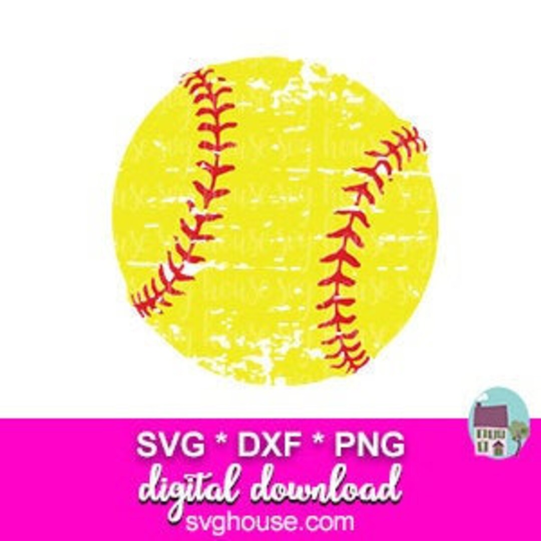 Softball Ball SVG Grunge SVG Files for Silhouette and Cricut Etsy