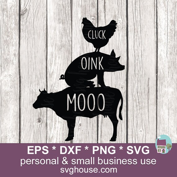 Download Cluck Oink Moo Svg Dxf Chicken Pig Cow Svg Farm Animal Svg Etsy