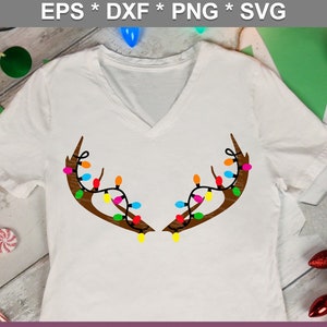 Antlers With Lights Svg Christmas Lights Vector Cut Files for ...