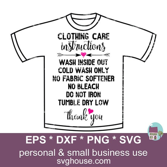 T Shirt Care Card Svg