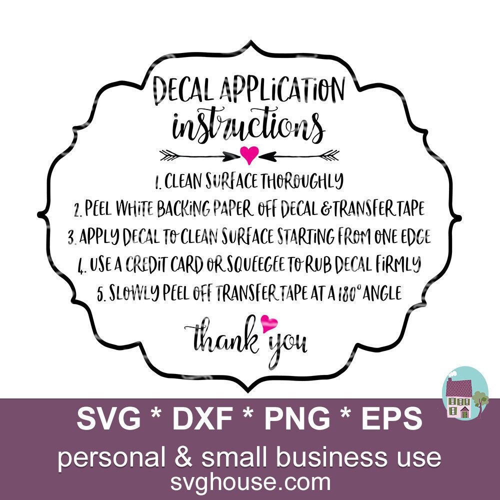 Decal Instructions SVG Care Card Svg Includes Svg and PNG