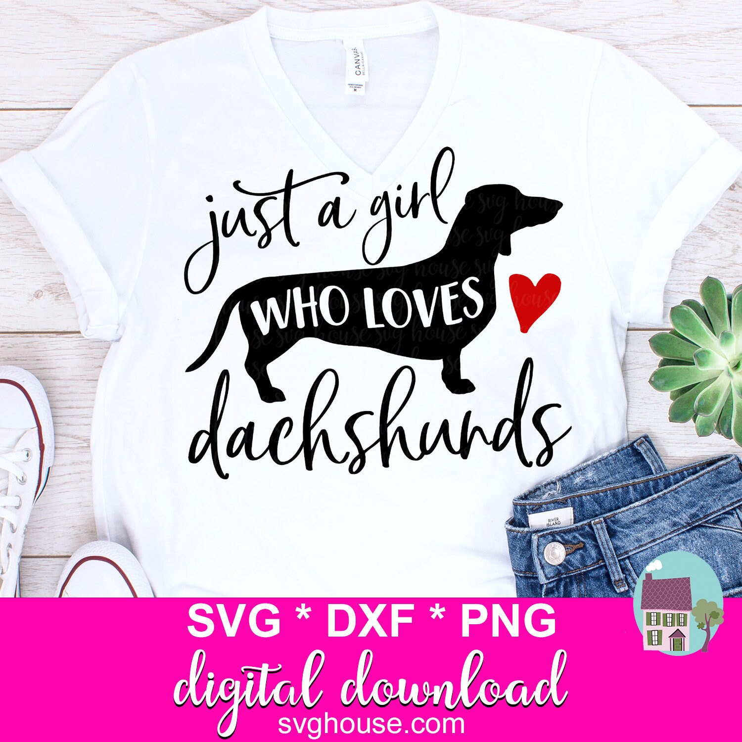 Just a Girl Who Loves Dachshunds SVG Digital Download. DXF and PNG Files For Cricut And Silhouette