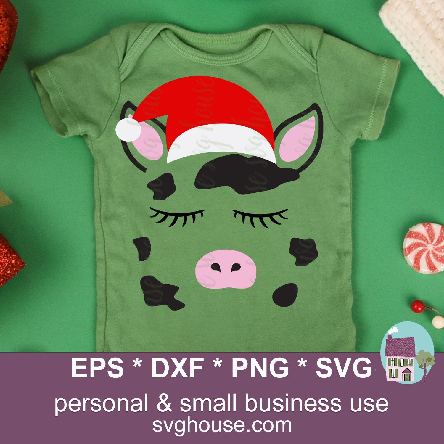 Download Christmas Cow Face Svg Cute Cow Vector Cut Files For | Etsy