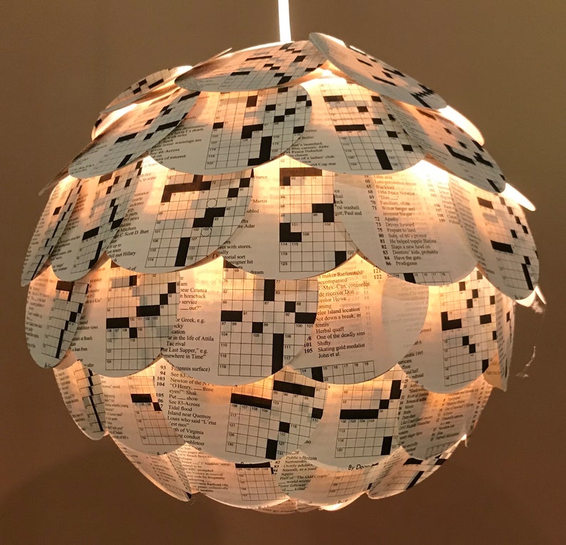New York Times Sunday Crossword Puzzle Pendant Chandelier or Etsy