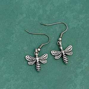 Silver Bee Earrings, Bumblebee Earrings