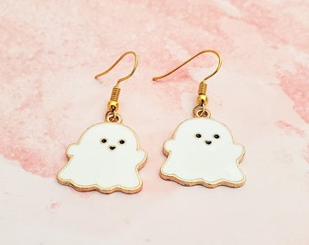 Ghost Earrings, White Ghost Earrings, Halloween Jewelry, Ghoul Earrings