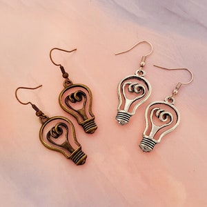 Edison Lightbulb Earrings: Antique Silver or Bronze Alloy