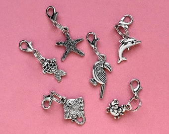 Clip On Charms Zipper Pulls Fish, Crab, Toucan, Starfish, Stingray, Your Choice!