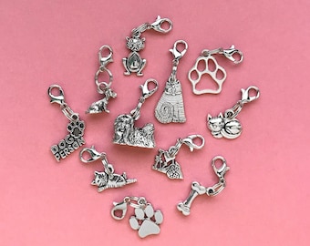 Clip on Charms Zipper Pulls Cats, Dogs, Paws, Bone Your Choice! Dog Person