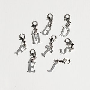 Letter Clip On Charms Zipper Pulls Initials, Silver Alphabet Letters, Personalized Zipper Pull With Initial, Your Choice!