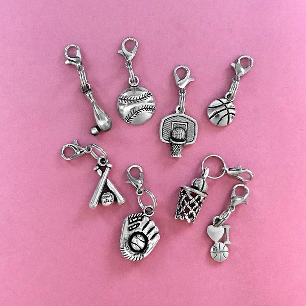 Clip on Charms Zipper Pulls Basketball, Baseball Glove, Bowling, Baseball Your Choice!