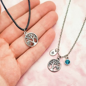 Tree of Life Necklace Silver, Tree of Life Pendant, Personalized Tree of Life Gifts, Initial Necklace, Birthstone