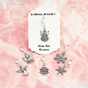 Christmas Zipper Pull Charms, Angels, Snowflakes, Christmas Clip On Charms, Angel Zipper Pulls