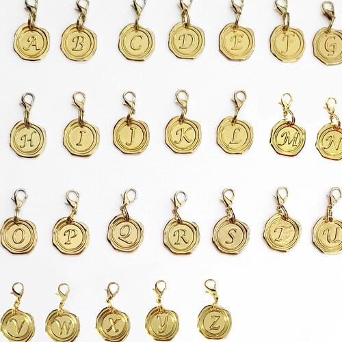 Letter Clip on Charms Zipper Pulls Initials Gold Alphabet Etsy