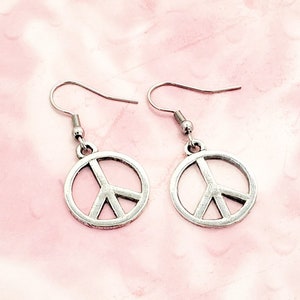 Peace Earrings, Antique Silver Peace Earrings