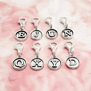 Silver Letter Clip On Charms Zipper Pulls Initials, Antique Silver Alphabet Letters, Personalized Zipper Pull With Initial