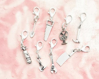 Clip On Charms Zipper Pulls Tools, Hammer, Shovel, Fan, Wrench, Hammer, Saw, Fire Extinguisher, Cleaver, Your Choice!