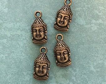 10 x Antique Bronze Double Sided Buddha Head Charms 16mm x 8mm