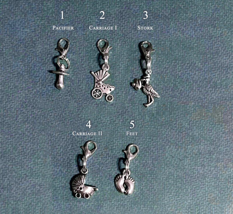 Pacifier Your Choice! Baby Feet Stork Baby Carriage Clip On Charms Zipper Pulls Baby Theme