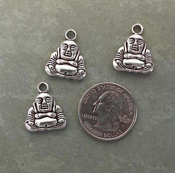 10 x Antique Bronze Double Sided Buddha Head Charms 16mm x 8mm