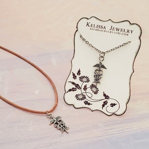 Caduceus Necklace,, Healthcare Worker, Medical Symbol, Personalize