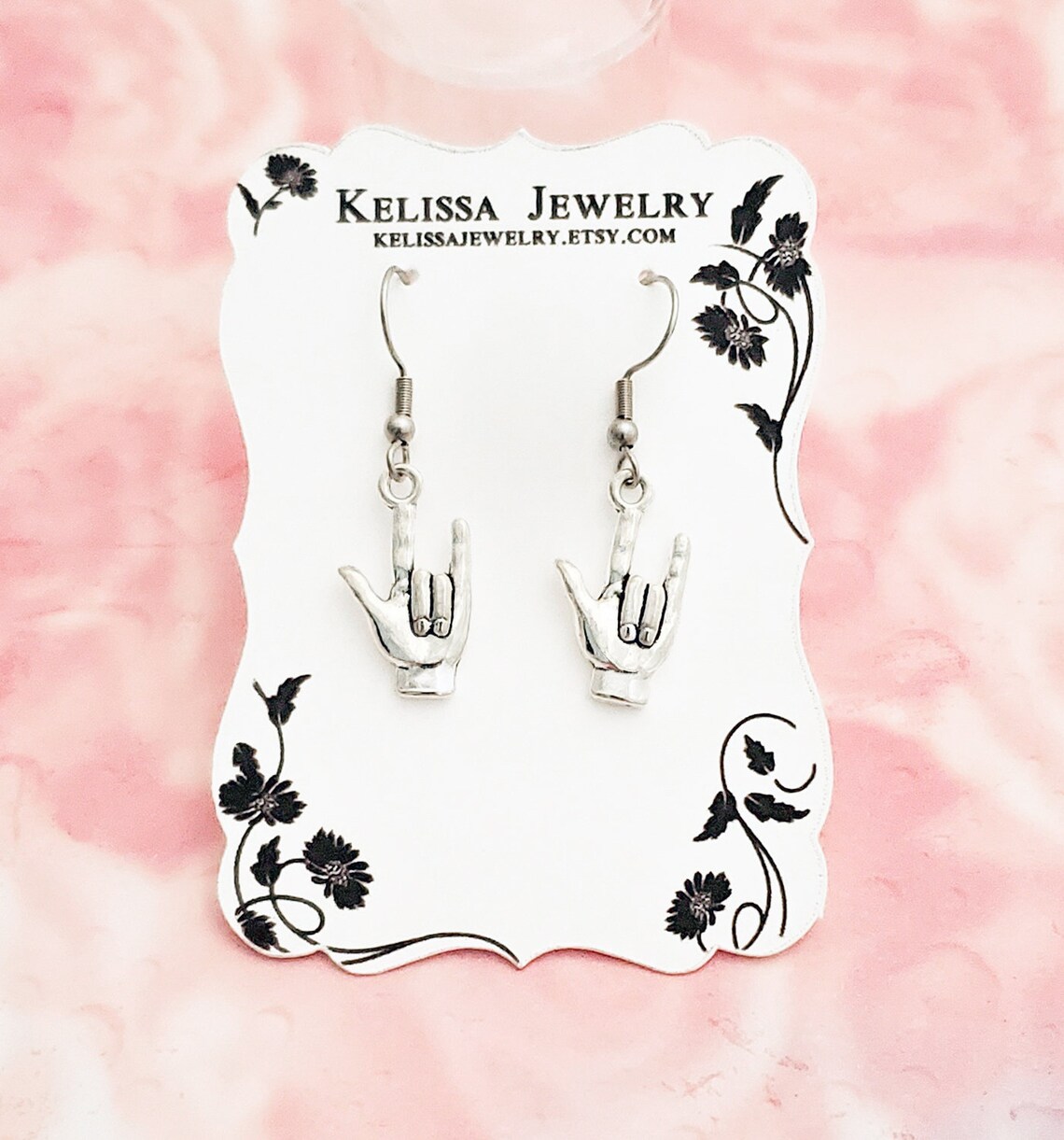 Silver ASL I Love You Hand Sign Earrings - Etsy