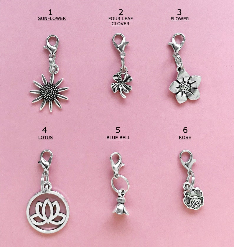 Clip on Charms Zipper Pulls Flower Lotus 4leaf Clover Etsy Canada