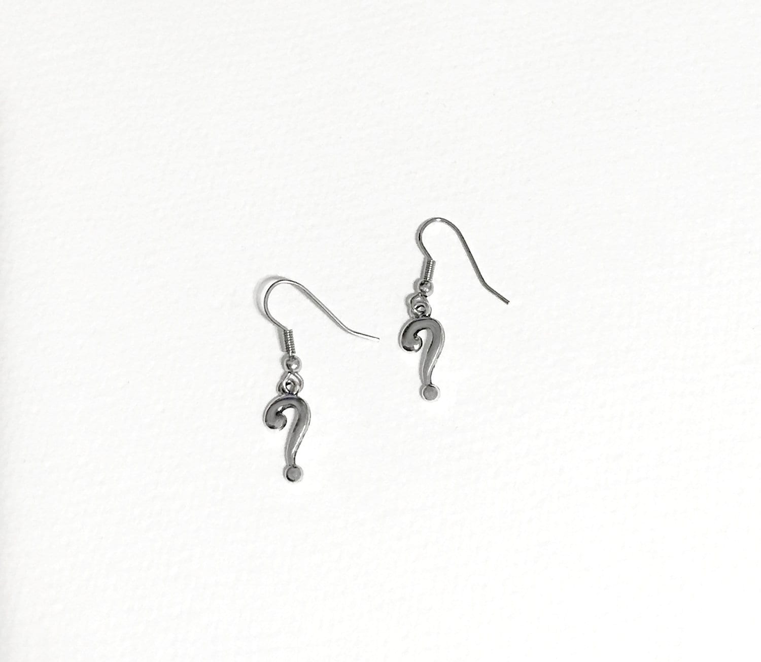 Question Mark Earrings, Silver ? Earrings, Interrogation Point Earrings