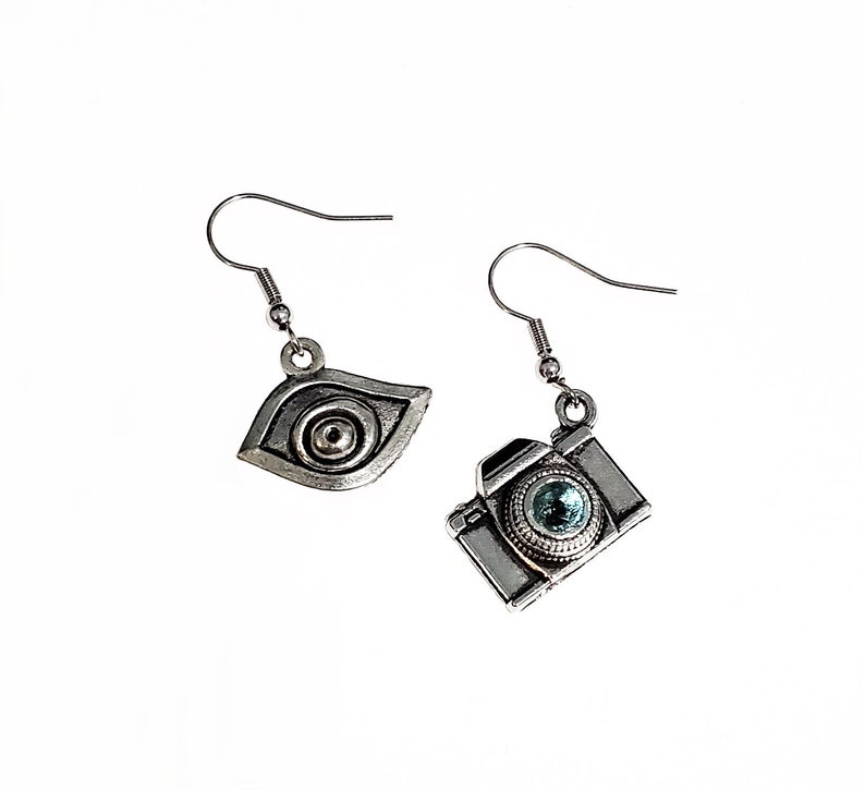 Mix and Match Earrings Photographer Gift Birthstone Gift Birthstone Camera and Eye Earrings