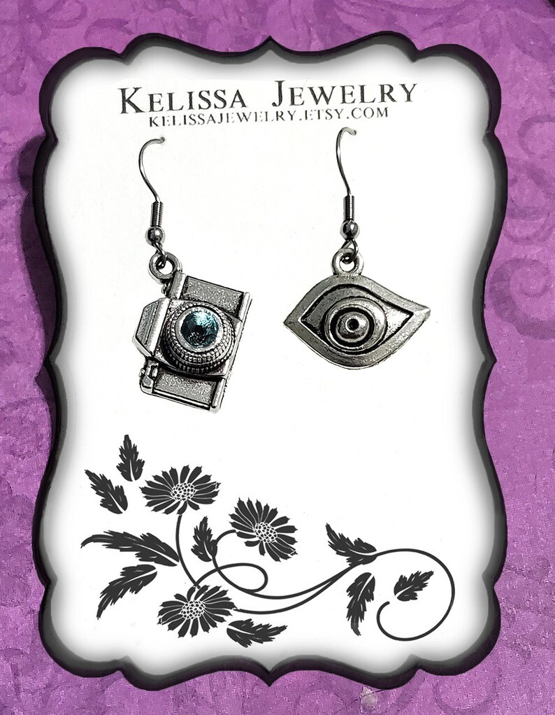 Mix and Match Earrings Photographer Gift Birthstone Gift Birthstone Camera and Eye Earrings