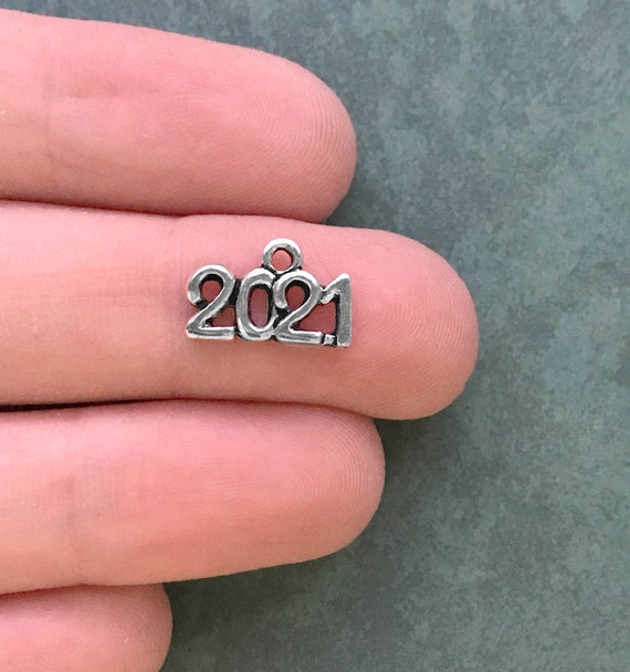 10 Number 3 charms antique silver tone