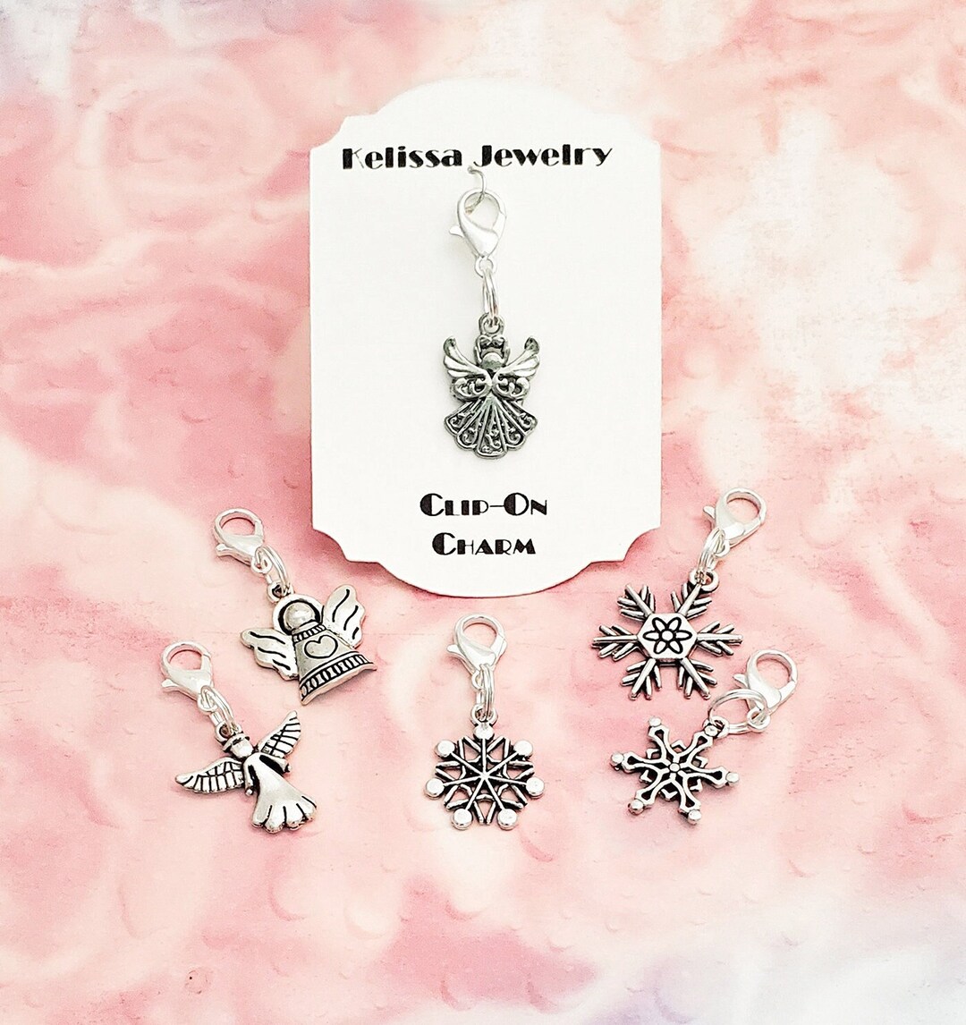 Christmas Zipper Pull Charms, Angels, Snowflakes, Christmas Clip on