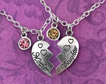 Mother Daughter Heart Necklace - Etsy