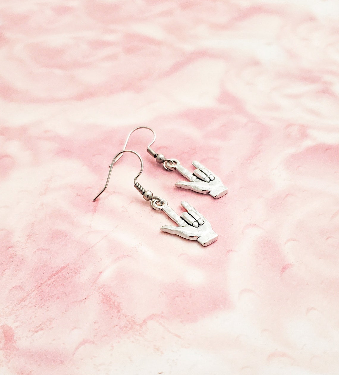 Silver ASL I Love You Hand Sign Earrings - Etsy