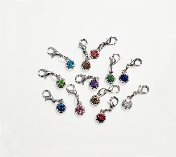 Birthstone Zipper Pulls Clip on Charms, Birth Stone With Silver Base,  Personalized Zipper Pull With Birthstone, Your Choice 