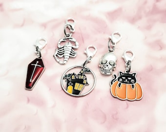 Halloween Zipper Pull Charms, Enamel, Halloween Bracelet Charms, Halloween Clip On Charms