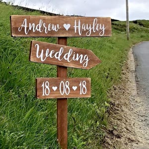 Wedding Signpost Personalised Large Rustic Wooden Wedding This Way Venue Directional Sign